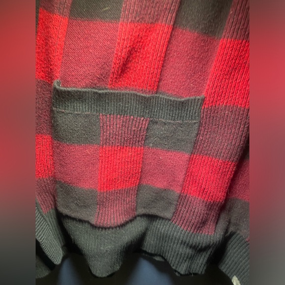 Eddie Bauer Red Plaid Open Front Cardigan with Pockets. Size XL. - Picture 3 of 6
